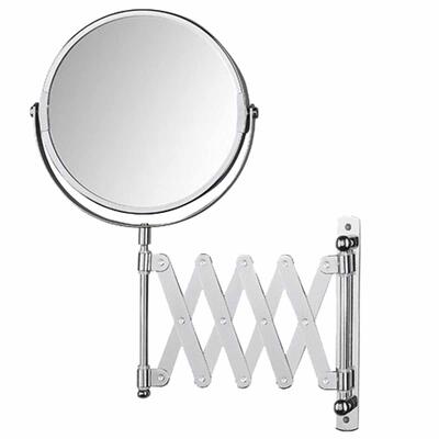 Extendable hotel magnifying mirror with double-sided view
